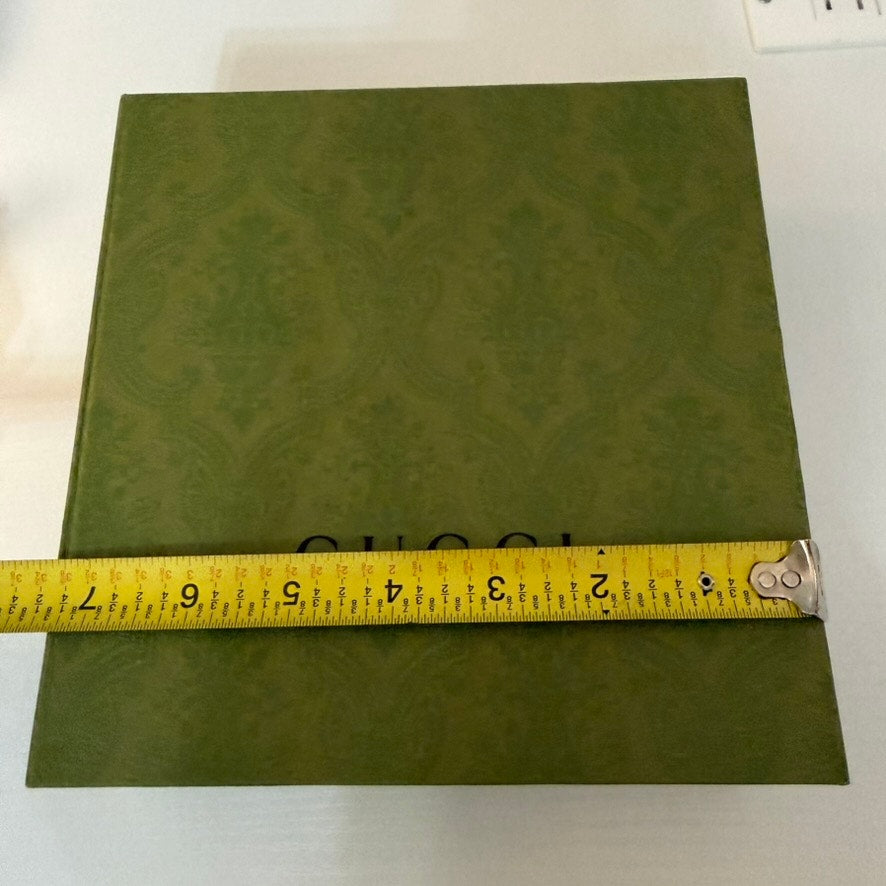 Gucci Gift Storage Box Empty Olive Green Embossed Magnetic Hinged