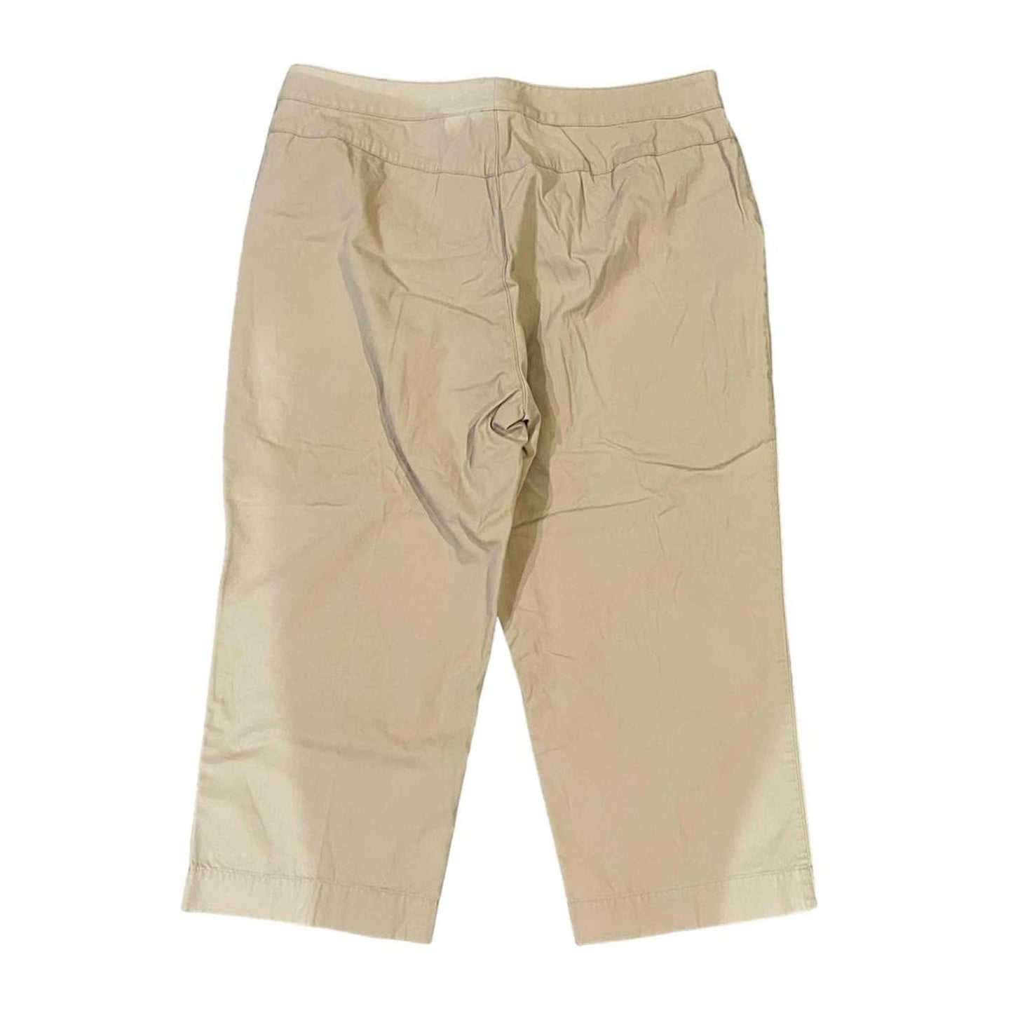 Liz Claiborne Audra Capri Pants Womens 14P Beige Cropped Mid Rise Pockets