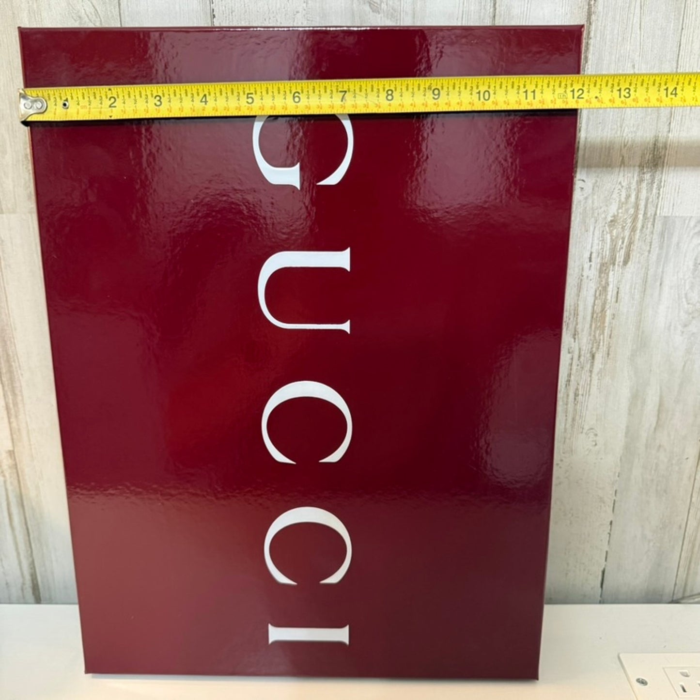 Gucci Rigid Gift Storage Box Glossy Burgundy White Logo Lid 16x12x2