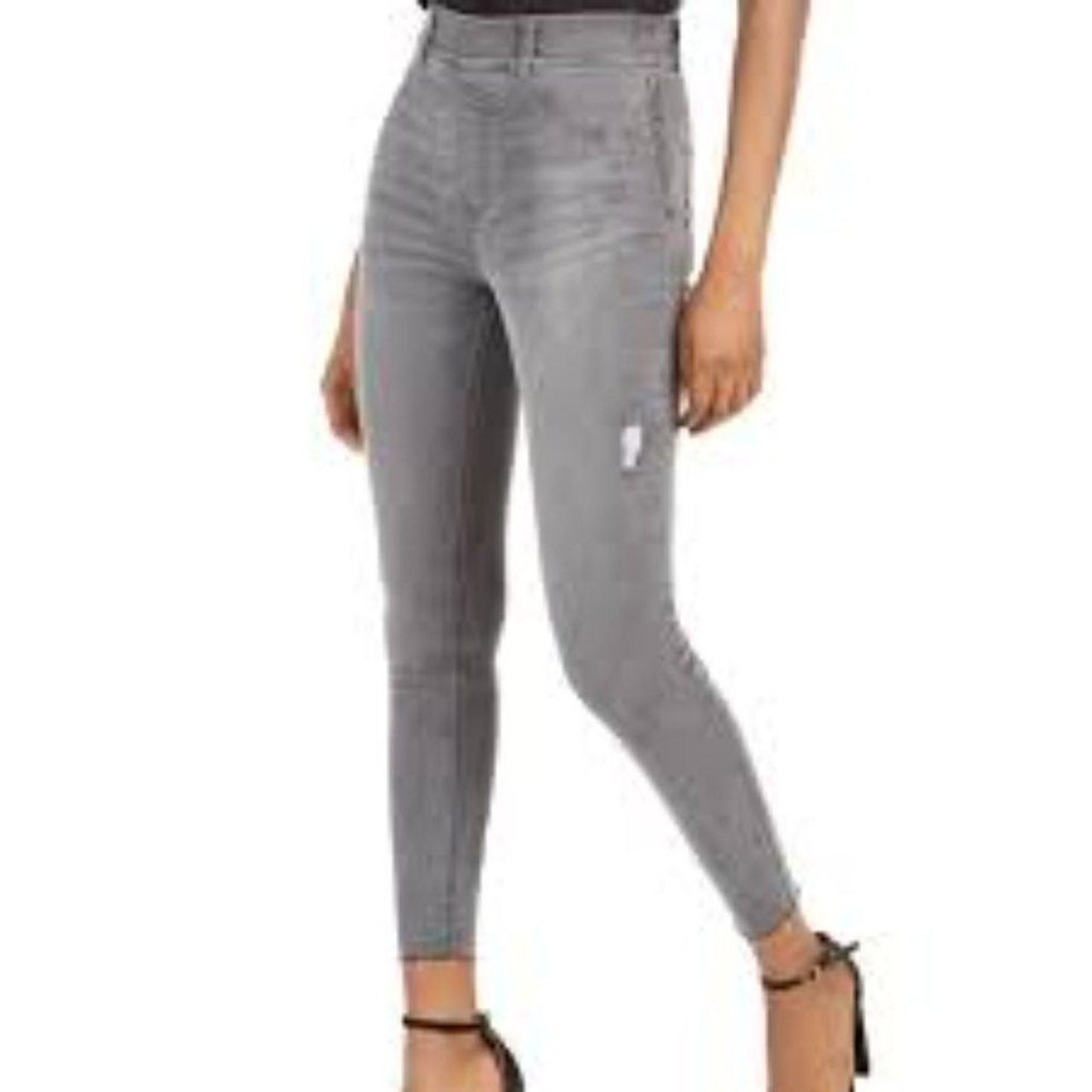 NWT SPANX Skinny Jeans Womens Size XS Vintage Gray High Rise Pull-On