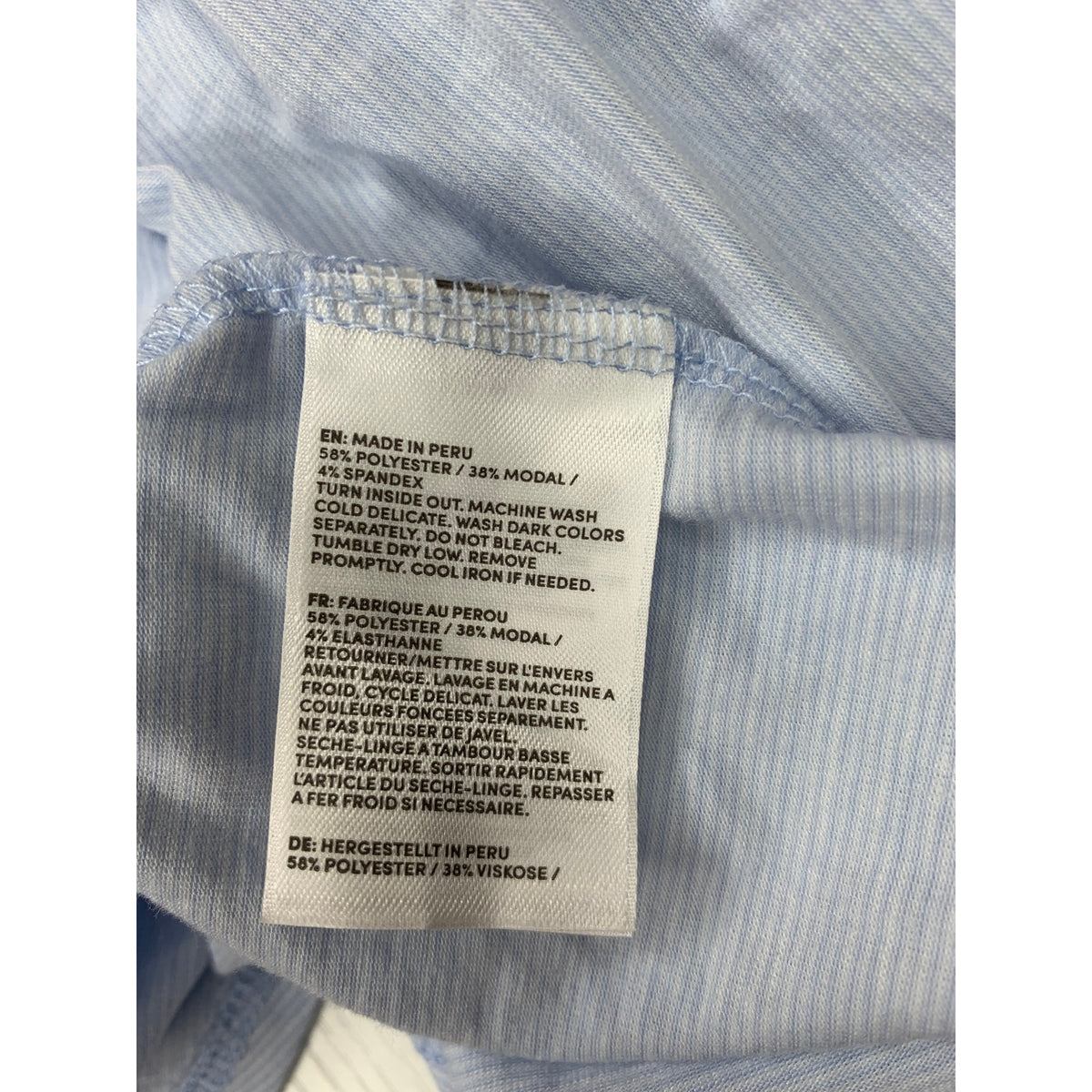Land’s End Womens Plus 1XL Light Blue Striped Long Sleeve Scoop Neck Tee