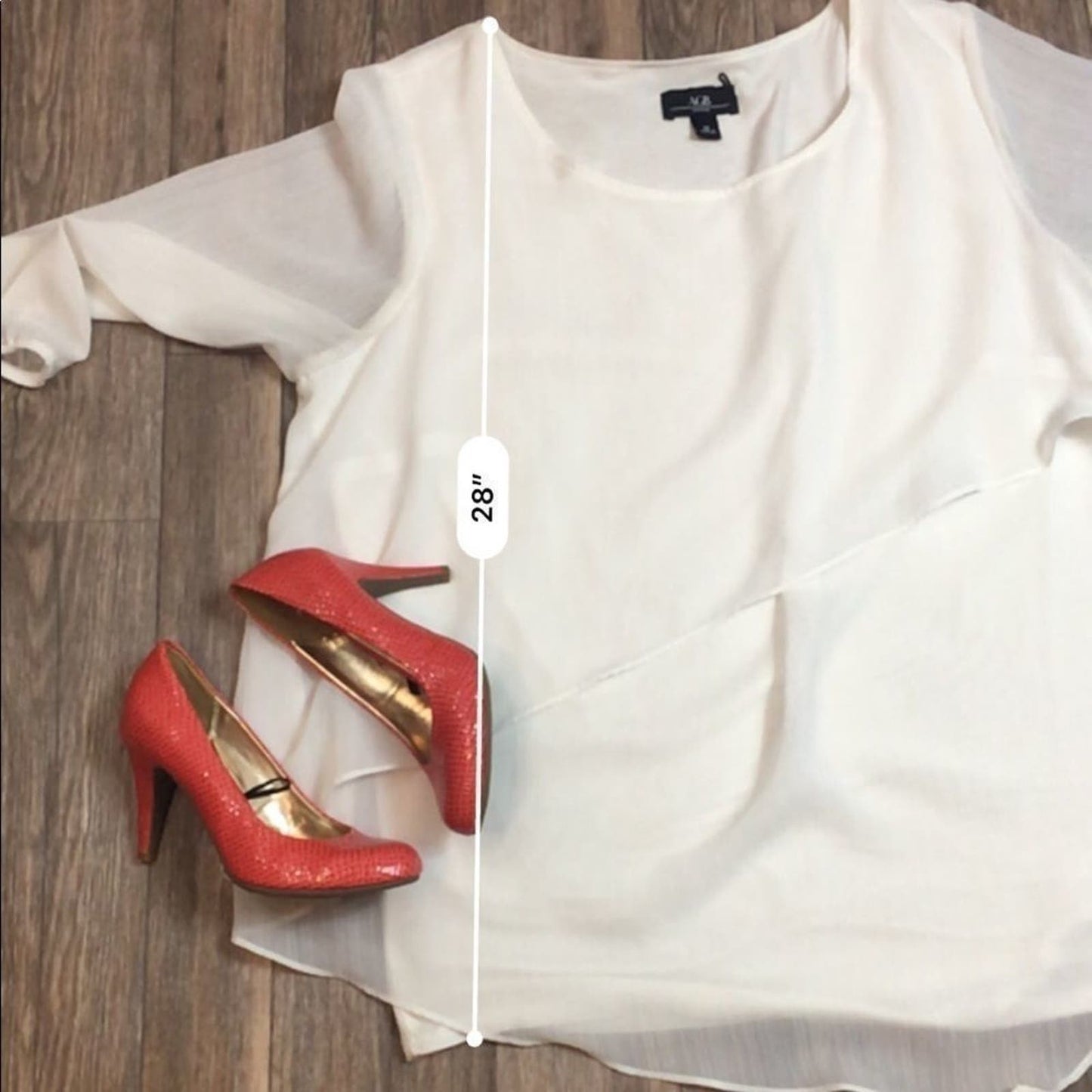 AGB White Blouse w/attached Tank Size 1X EUC