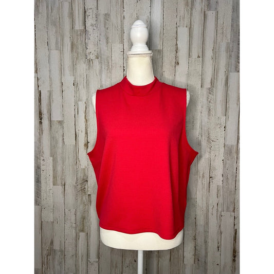 Express Women's XL Red Mock Neck Sleeveless Tank Top Casual Spring