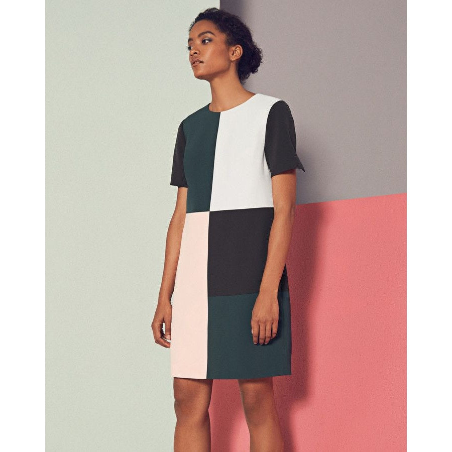 Ted Baker Women's Colorblock Shift Dress Size 2 Knee Length Casual