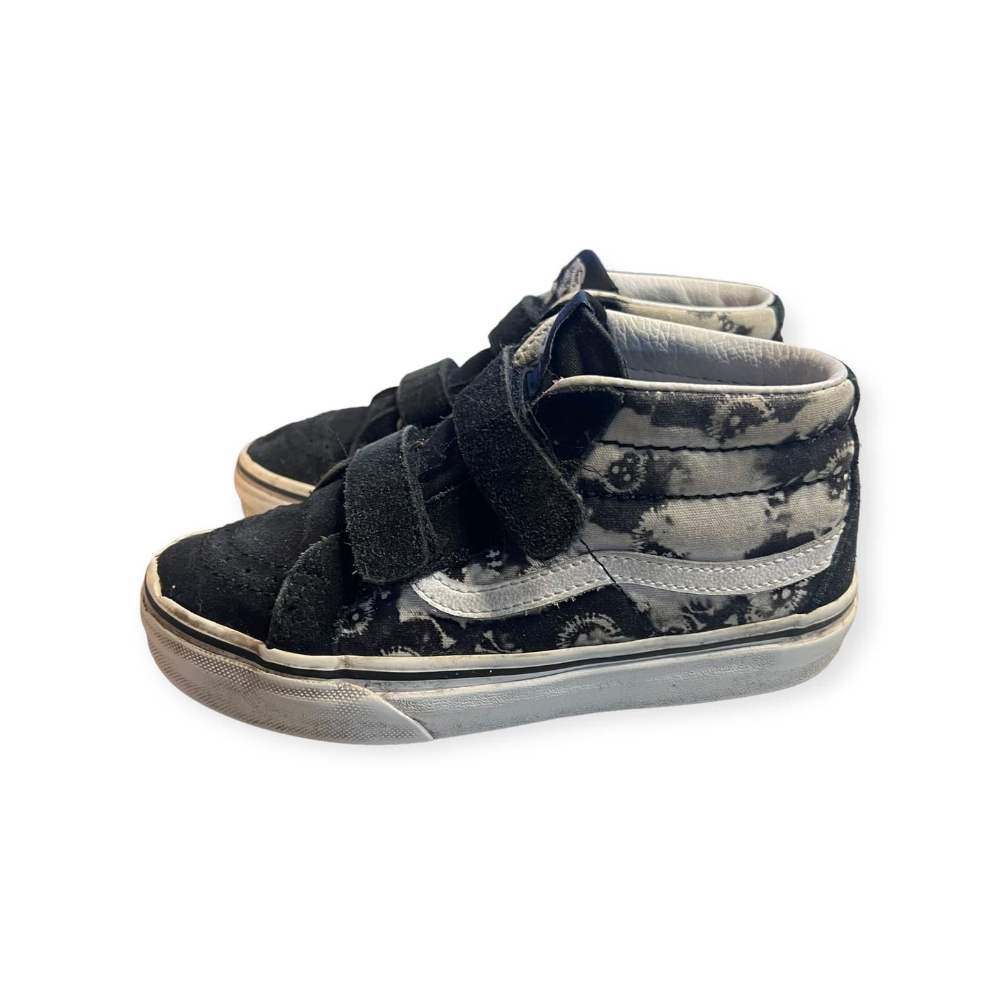 Vans Youth SK8- Mid Reissue Velcro Tie Dye Skull/Black Shoes Size 1.0