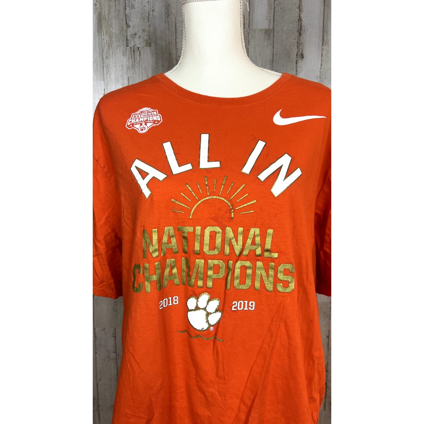 Nike Clemson Tigers 2018-2019 National Champions All In T-Shirt Men's 2XL Orange