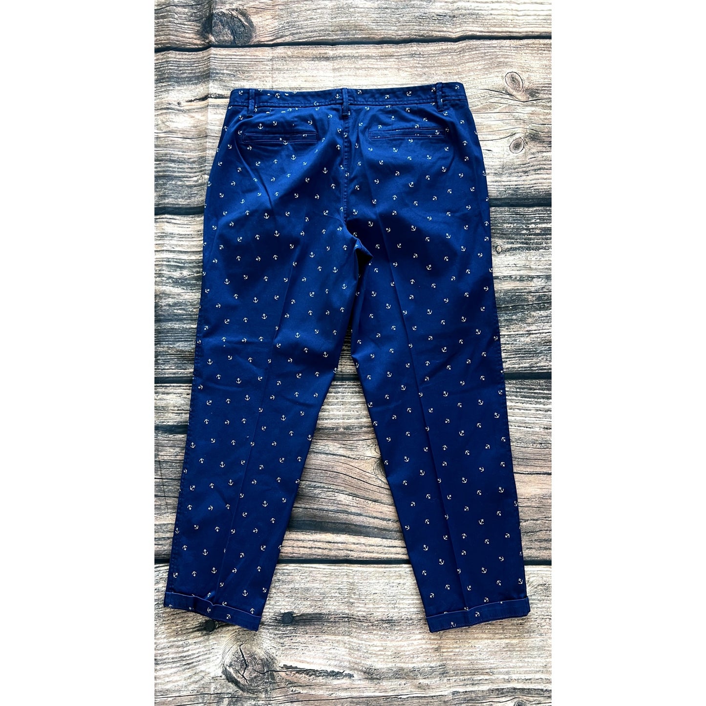 Talbots Women's Size 12 Blue Anchor Print Relaxed Chino Pants