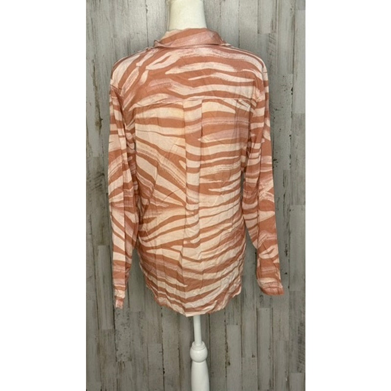 Cloth & Stone Women's Small Pink Zebra Print Button-Down Shirt Long Sleeve