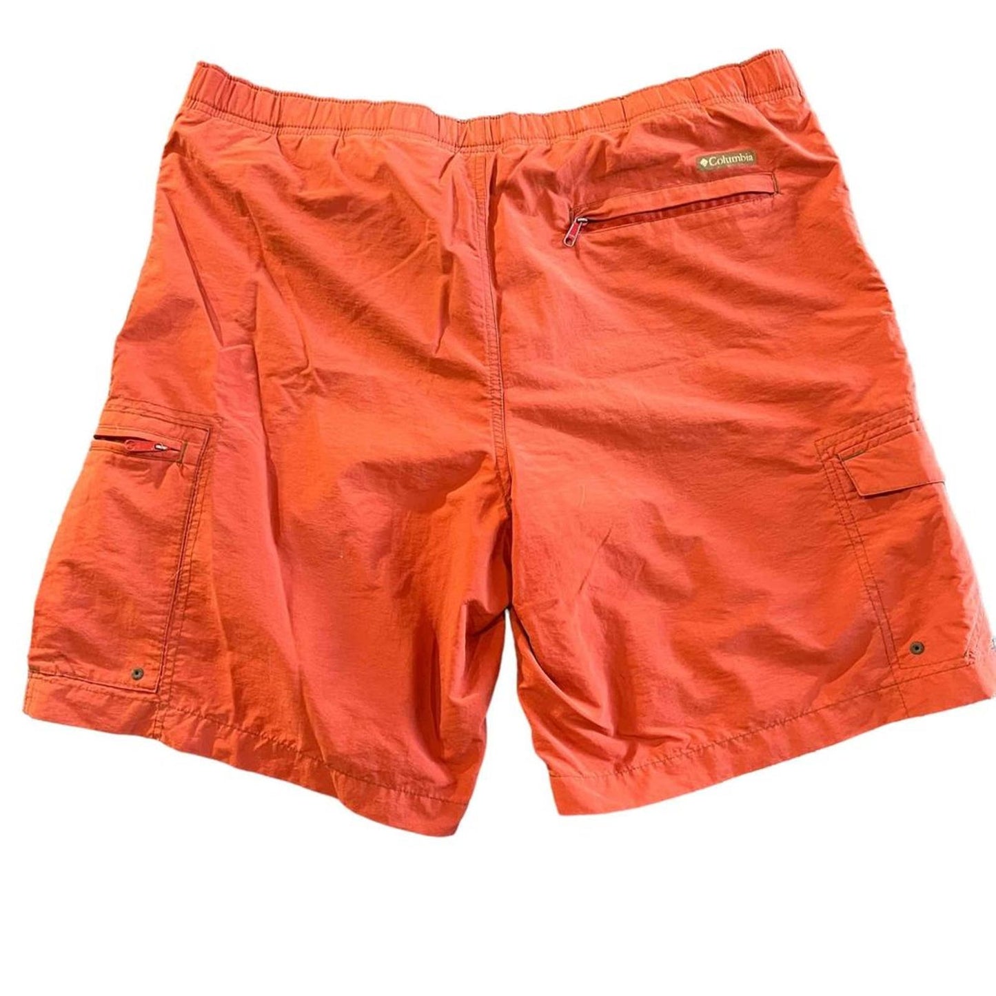 Columbia Men's Orange Casual Cargo Hiking Nylon Shorts Belted/Lined Size Medium