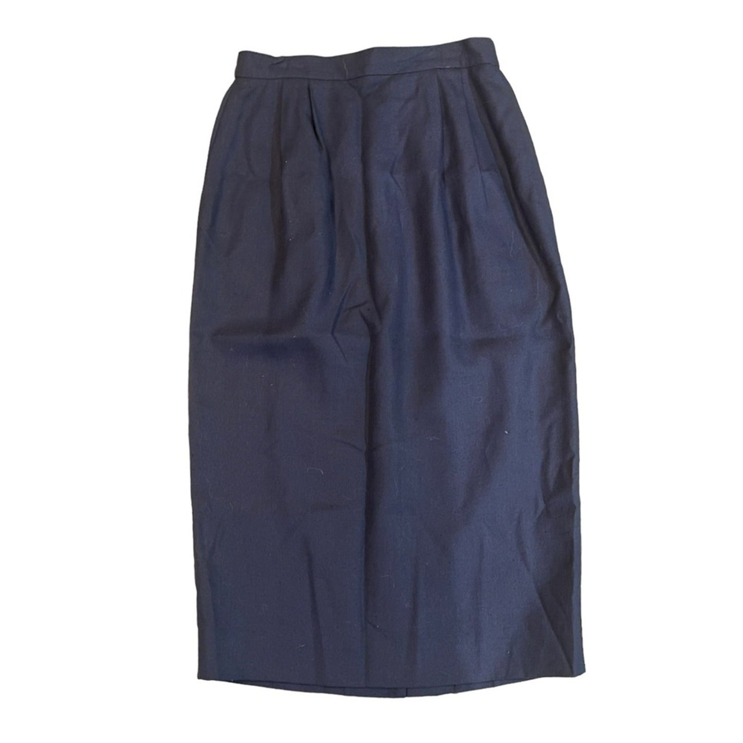 Talbots Petites Skirt Womens 6P Navy Blue Pleated Midi Lined Zip Closure