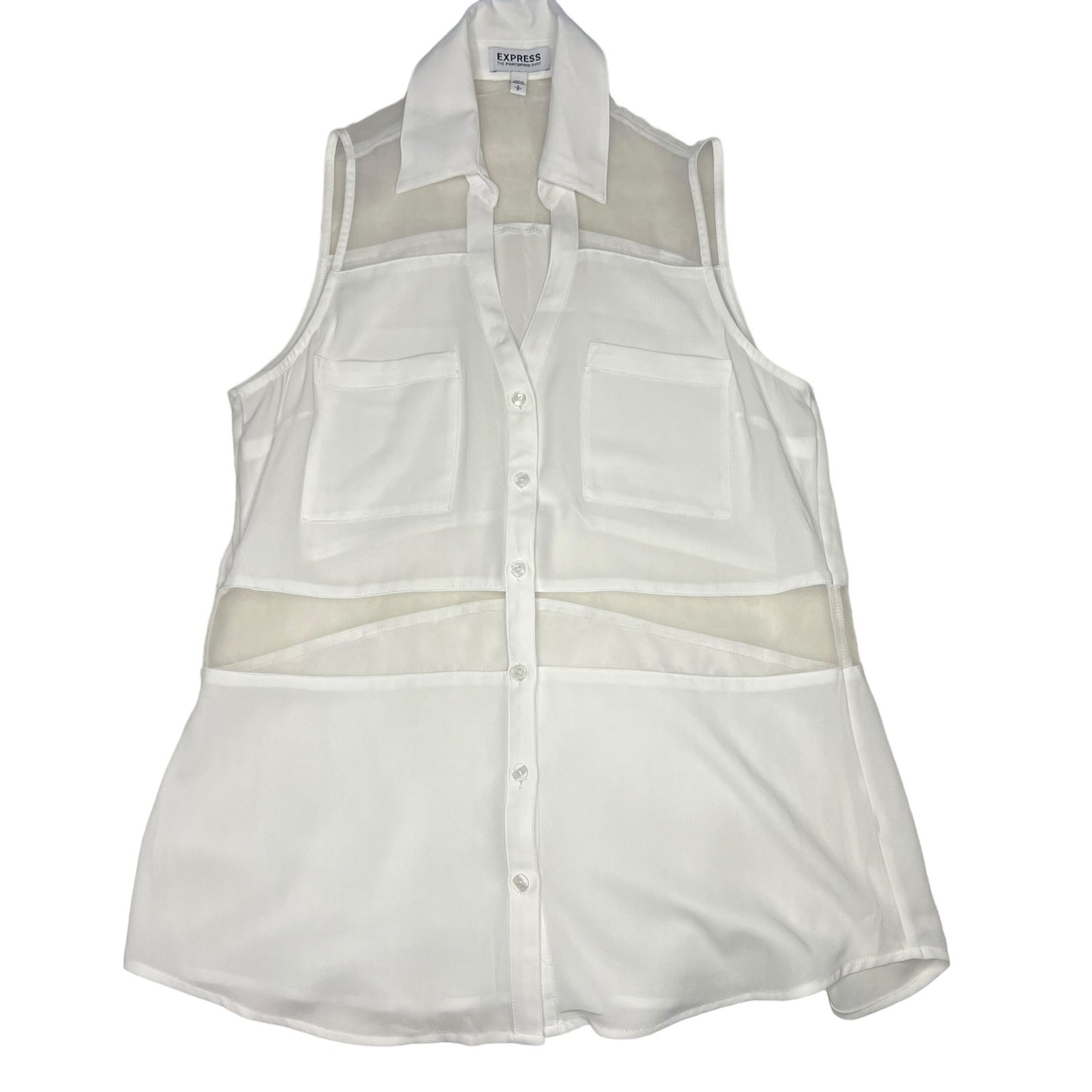 Express The Portofino Shirt White Sleeveless Button-Up Blouse Women's Size Small