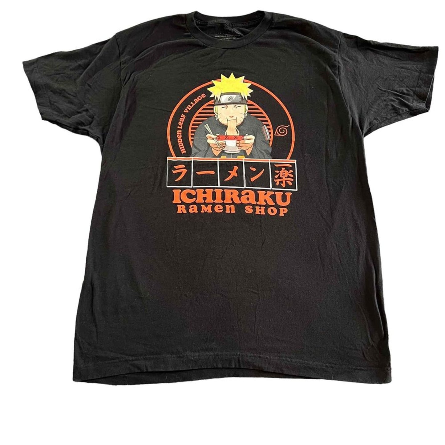 Naruto Shippuden T-Shirt Mens Size Large Black Ichiraku Ramen Graphic Print