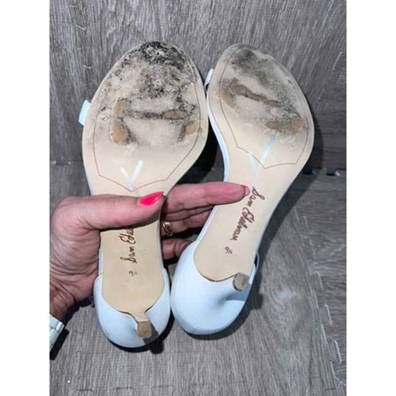 Sam Edelman Women's White Ankle Strap Heeled Sandals Size 9.5