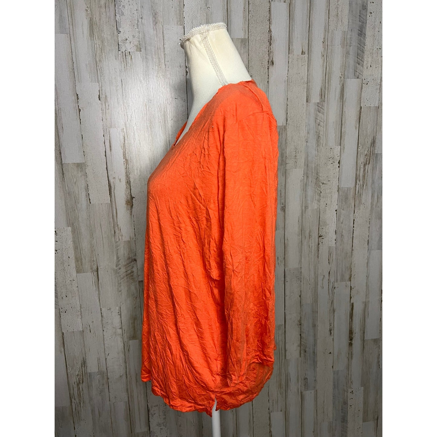 Lulu-B Women's Medium Orange 3/4 Sleeve Blouse Casual Top