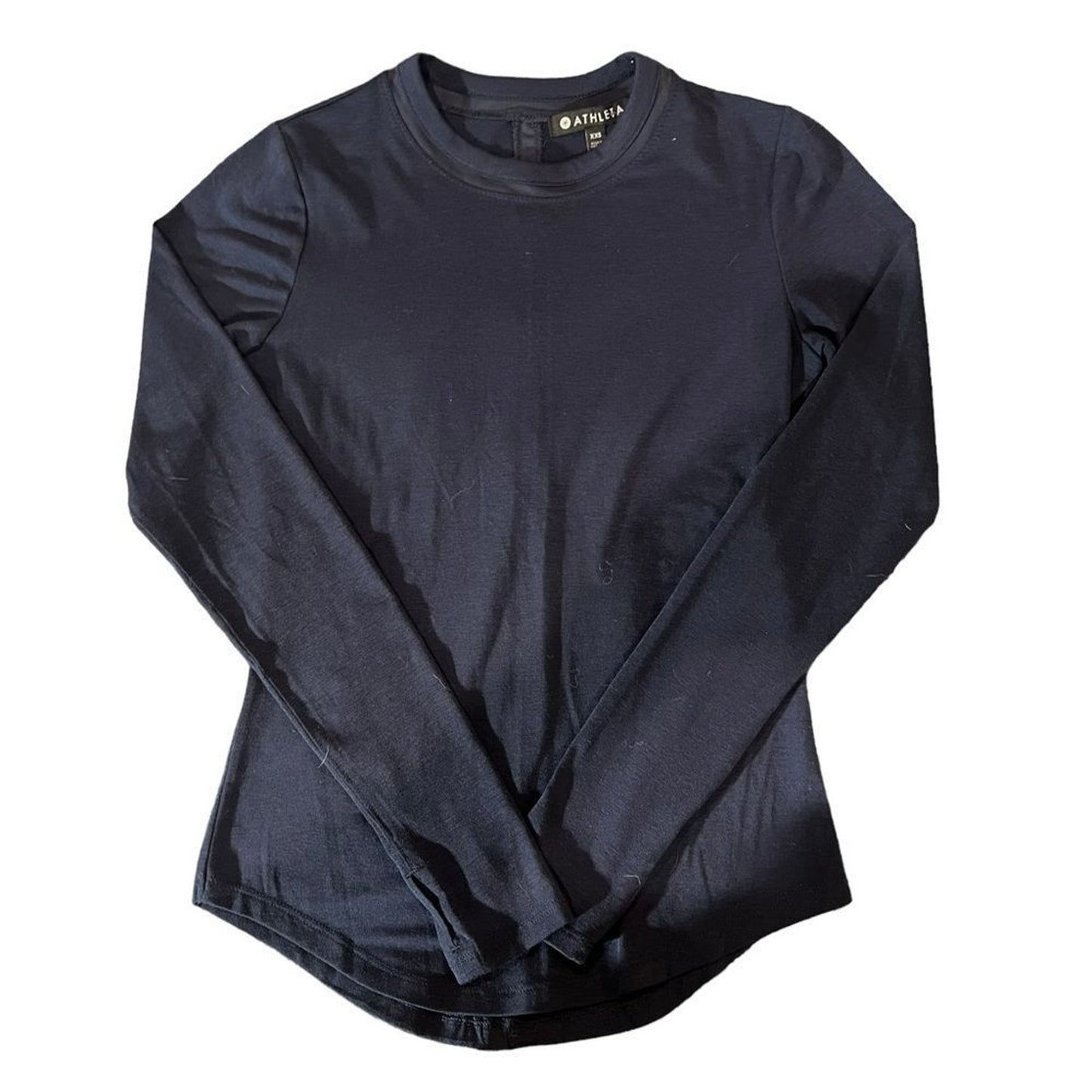 Athleta Top Womens XXS Navy Blue Long Sleeve Crew Neck Performance Shirt