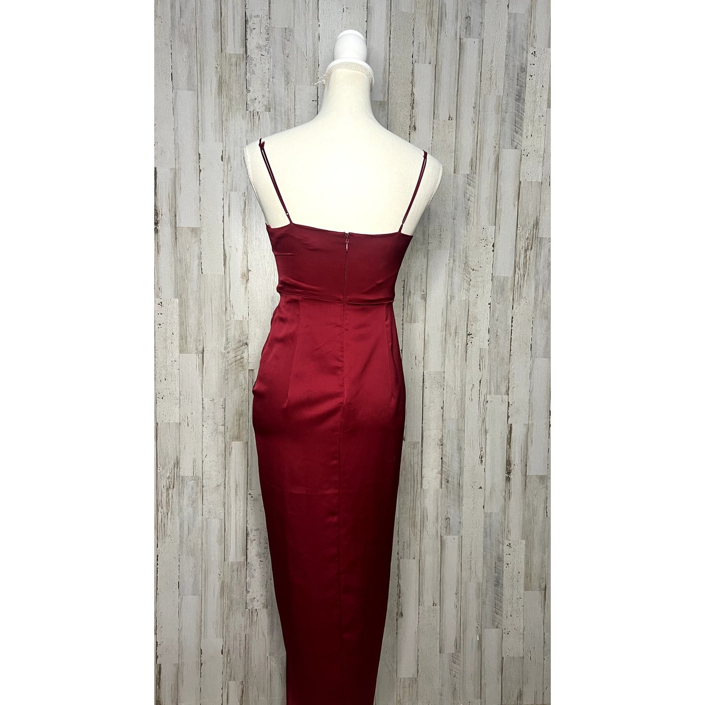 Express Women's Size 0 Red Satin Midi Dress V-Neck Cocktail Party