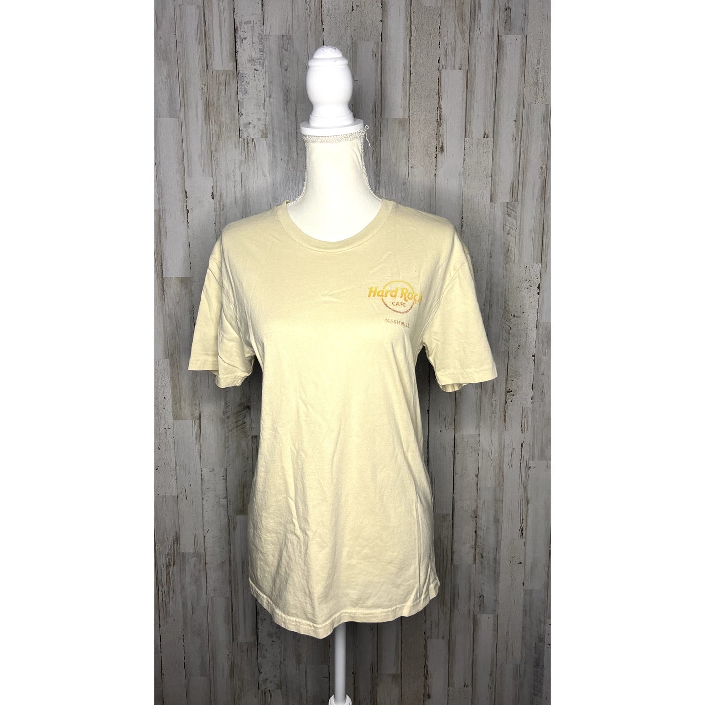 Pacsun X Hard Rock Unisex Small Beige Nashville Graphic Short Sleeve T-Shirt