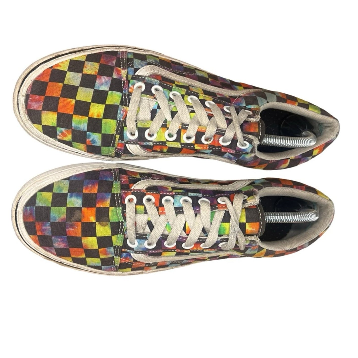 Vans Comfycush Old Skool 'Tie‑Dye Checker' Checkerboard Sneakers Men's Size 10