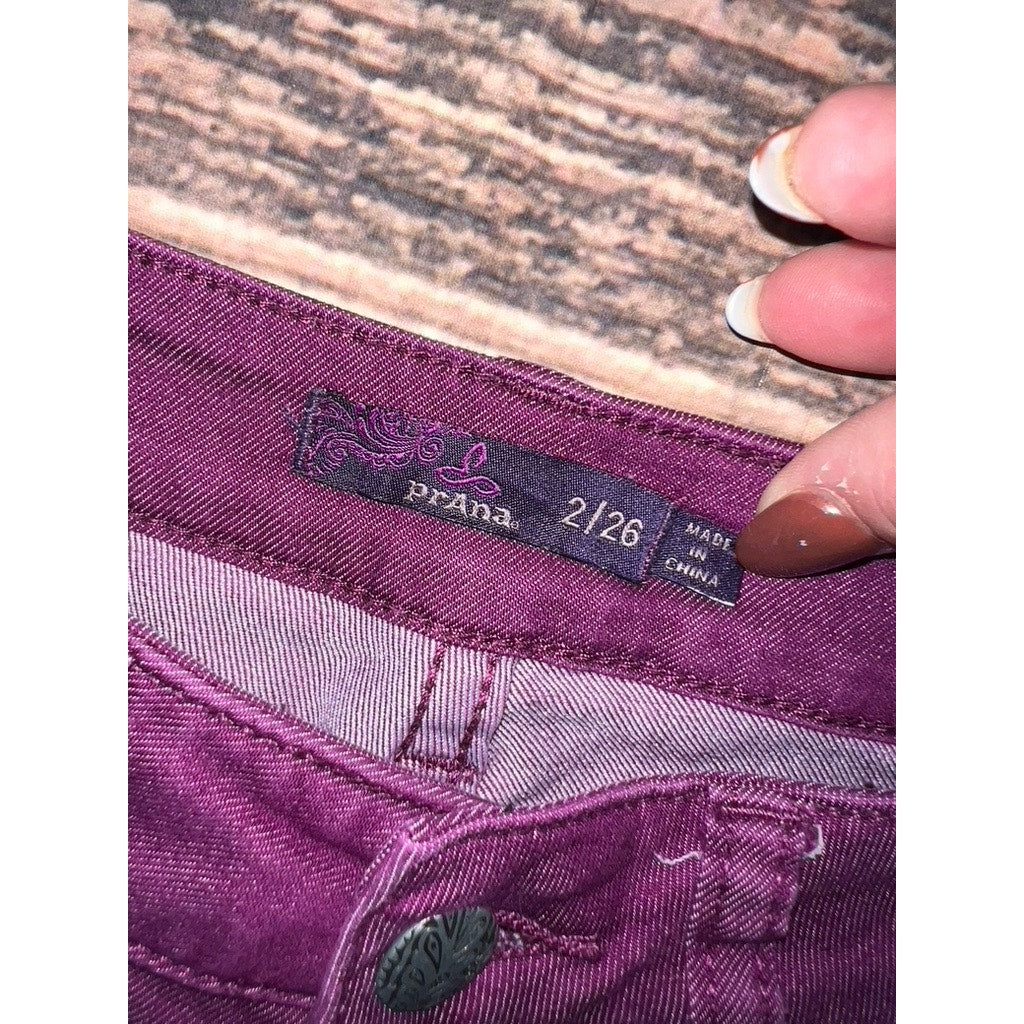 PrAna Women's Purple Skinny Jeans Size 2 Mid-Rise Classic Five-Pocket Design