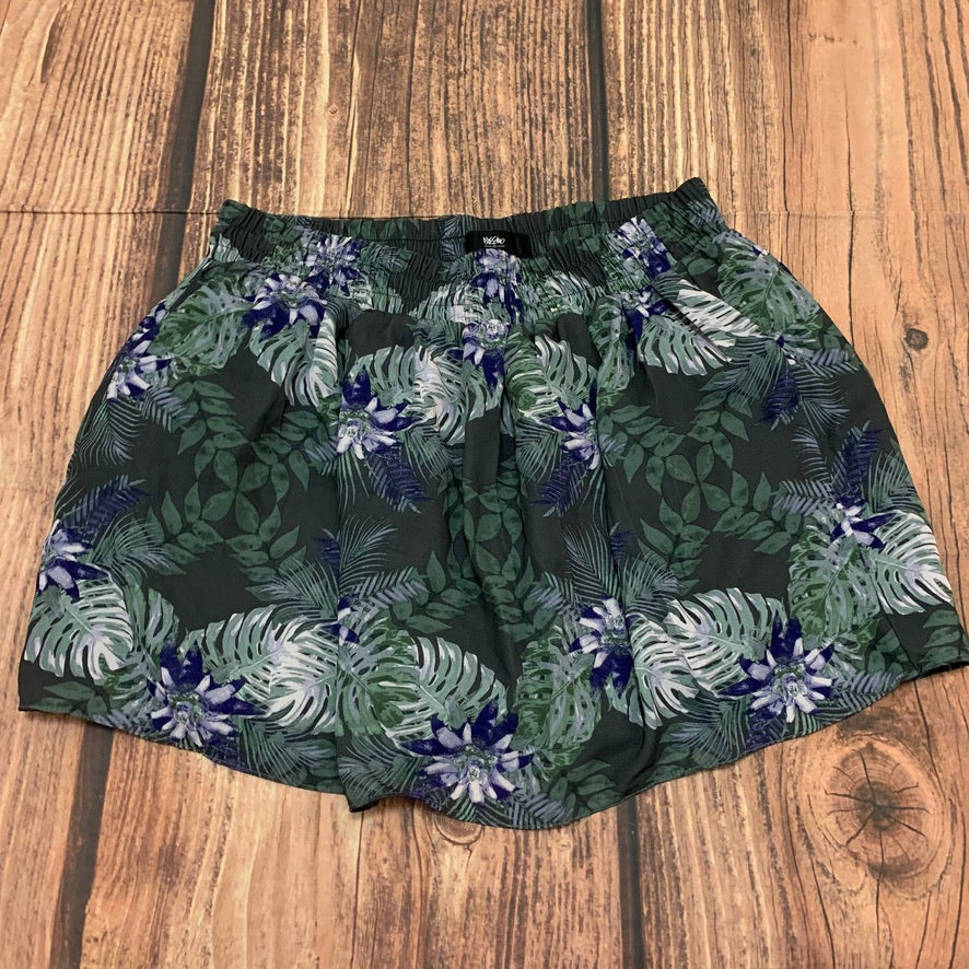 Mossimo Green Purple Floral Flounce Skirt Size Large