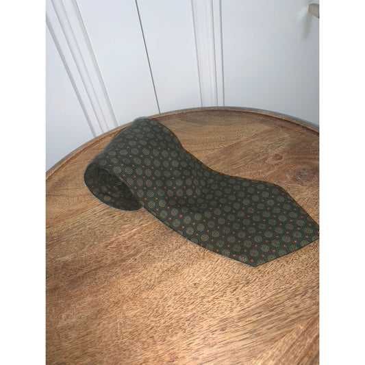 Vintage Brooks Brothers Men's Green Geometric Silk Tie