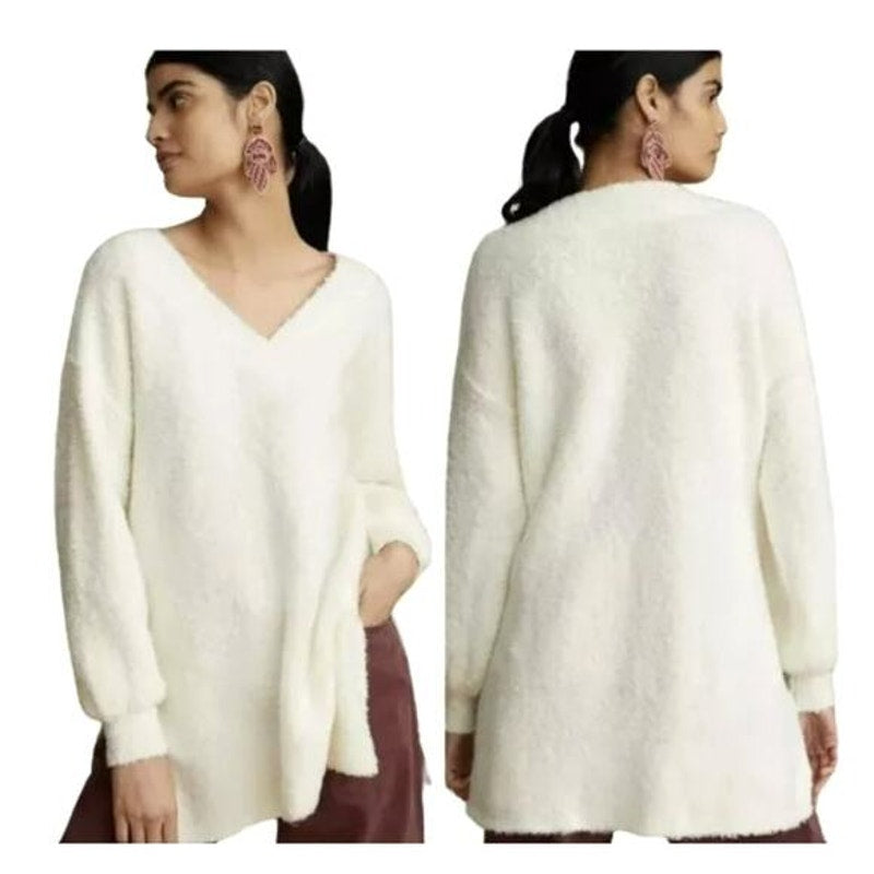 Anthropologie Pilcro Women's XS Ivory V-Neck Tunic Sweater Casual