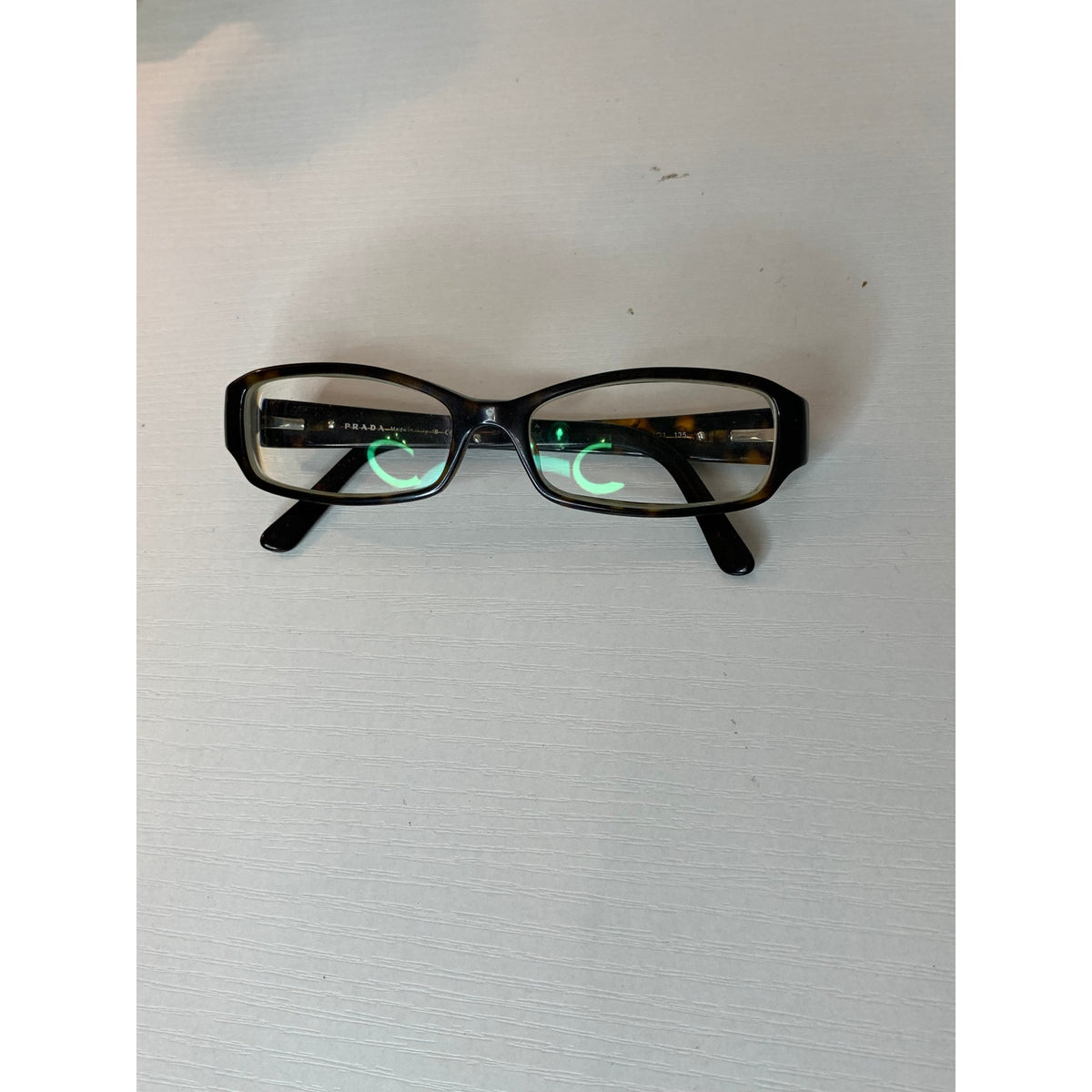 Prada Eyeglasses Prescription Frames Unisex Dark Tortoise Shell Rectangular Brown 135mm