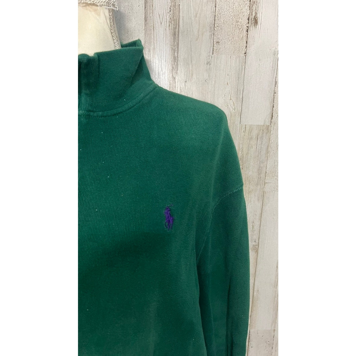 Polo Ralph Lauren Men's XL Green Quarter Zip Pullover Knit Sweater