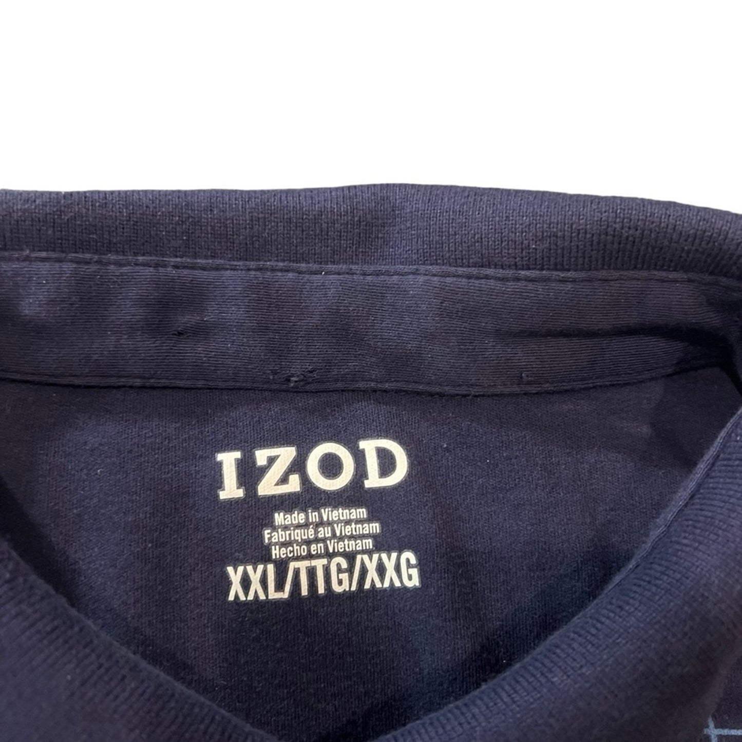 IZOD Polo Shirt Men's 2XL Navy Blue Windowpane Grid Short Sleeve Golf