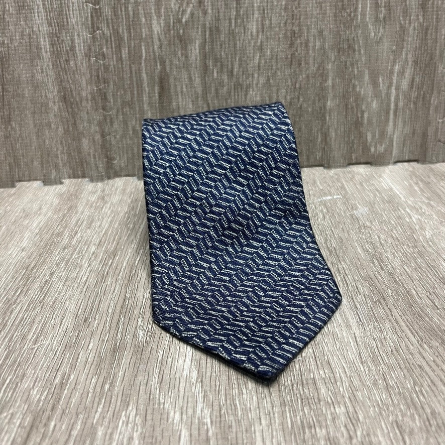 Armani Men's Blue Geometric Silk Tie Classic Length Designer Style