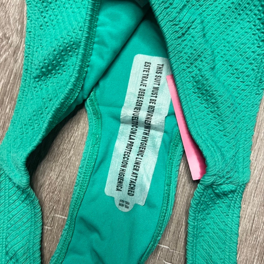 NWT Xhilaration Juniors Green High Leg Bikini Bottom Size Large