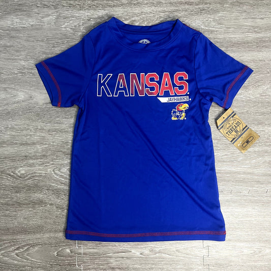 NWT Rivalry Threads Kansas Jayhawks Boys XS Blue Graphic T-Shirt Short Sleeve