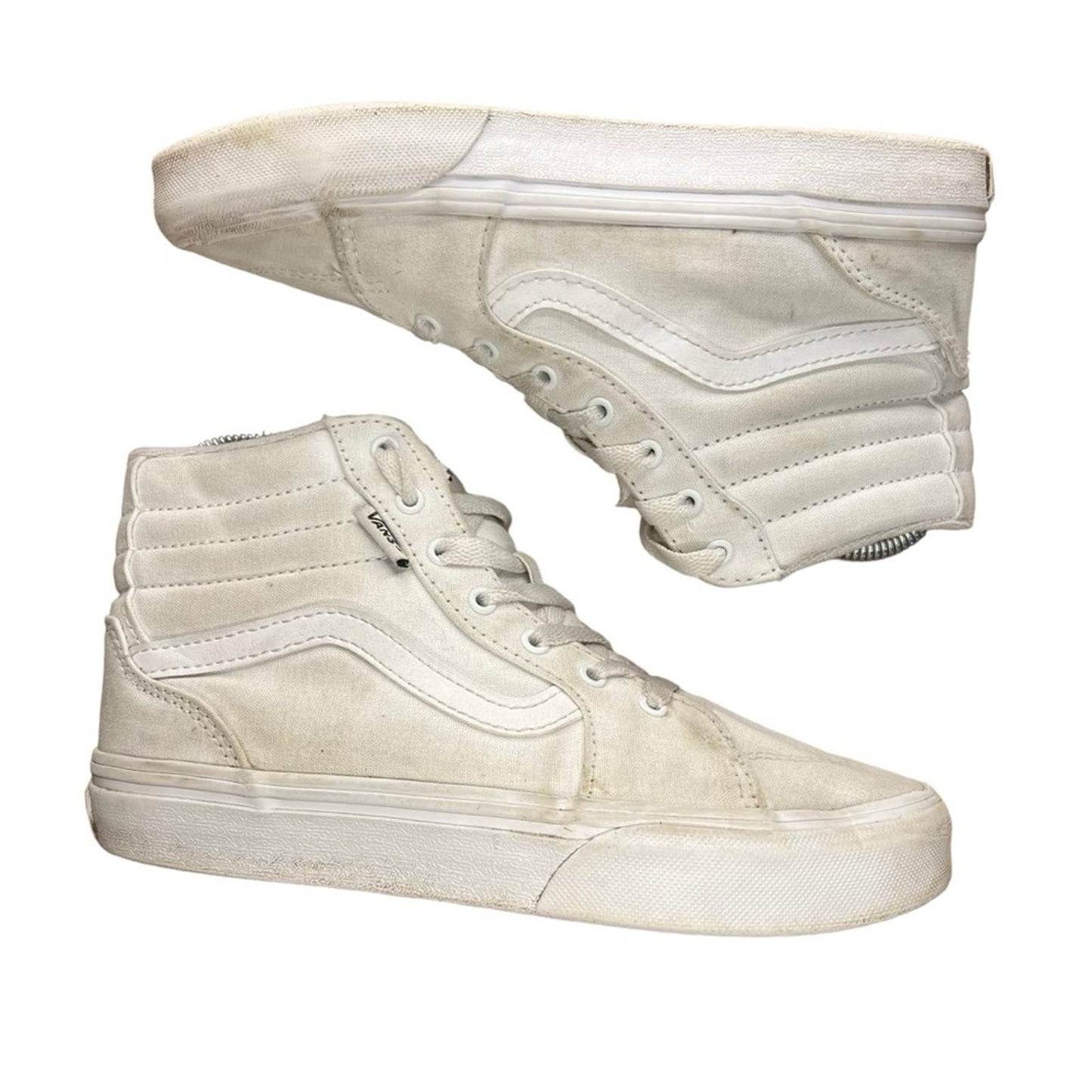 Vans Sk8-Hi Canvas Shoe True White - Youth Size 3.0