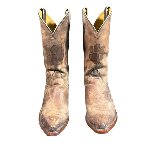 Nocona Collegiate Brown Leather Clemson University Tigers Western Boots Women 10