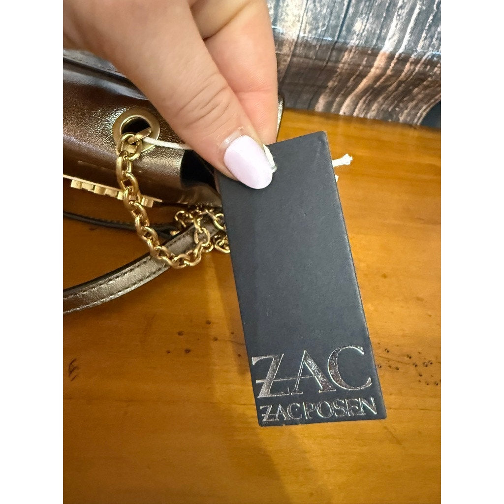 NWT Zac Posen Eartha Mini Chain Crossbody Bag Shale Gold Hardware