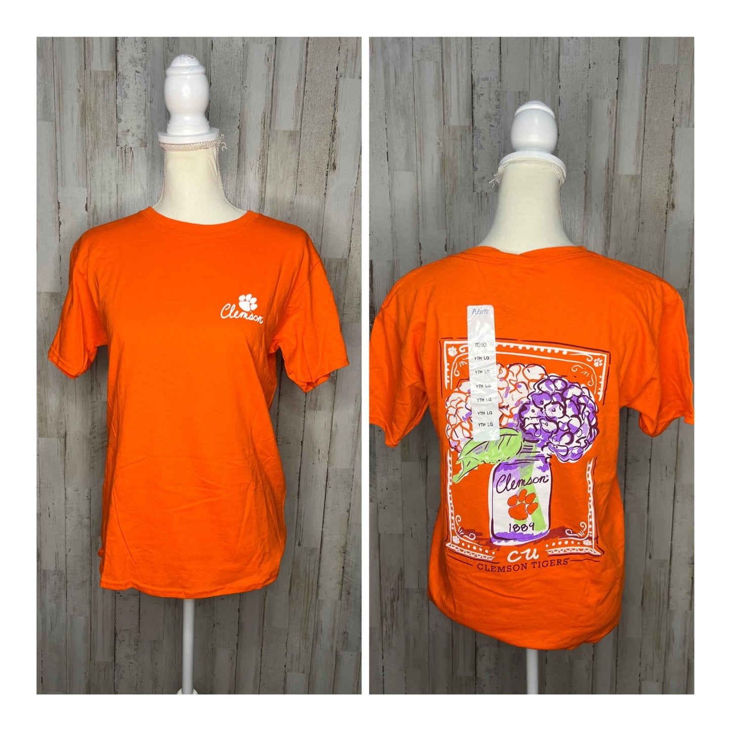 NWT Clemson Tigers Girls Youth Large Orange Graphic Print Short Sleeve T-Shirt