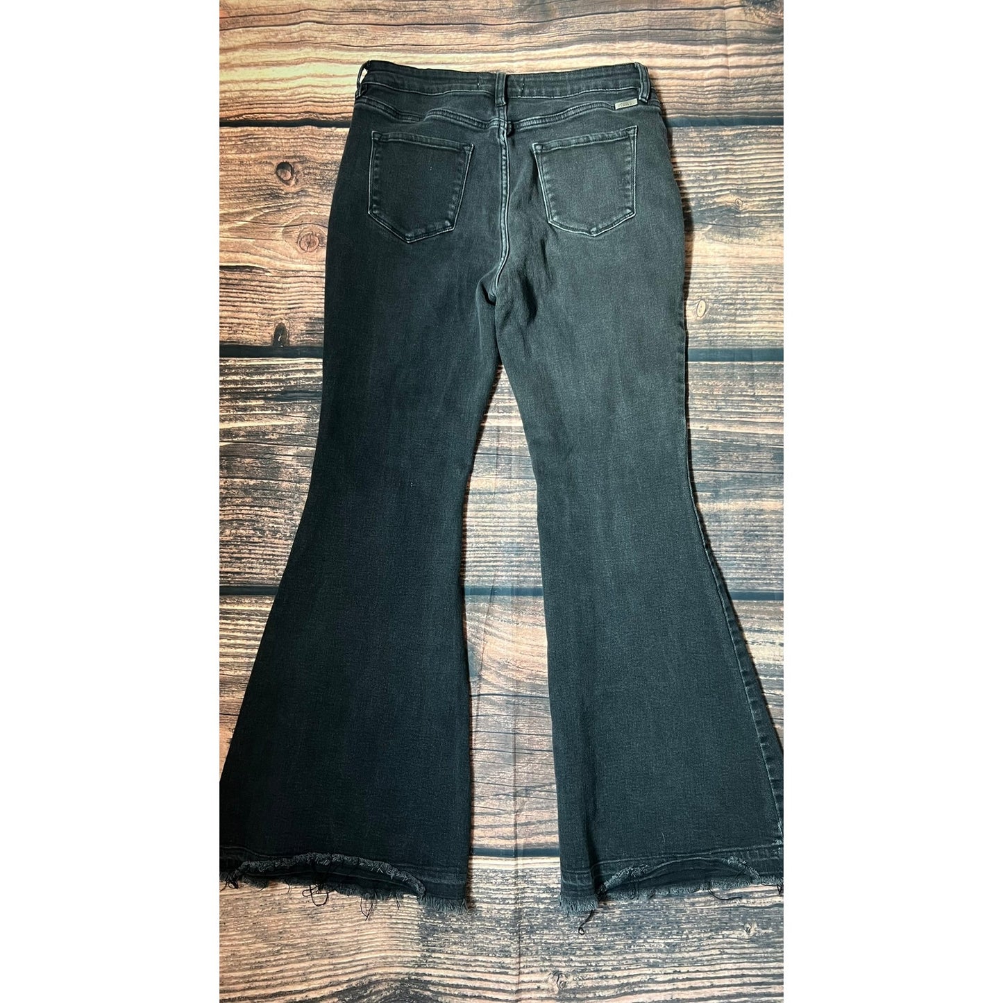 KanCan Women's Black Flare Jeans High Waist Button Fly Size 10