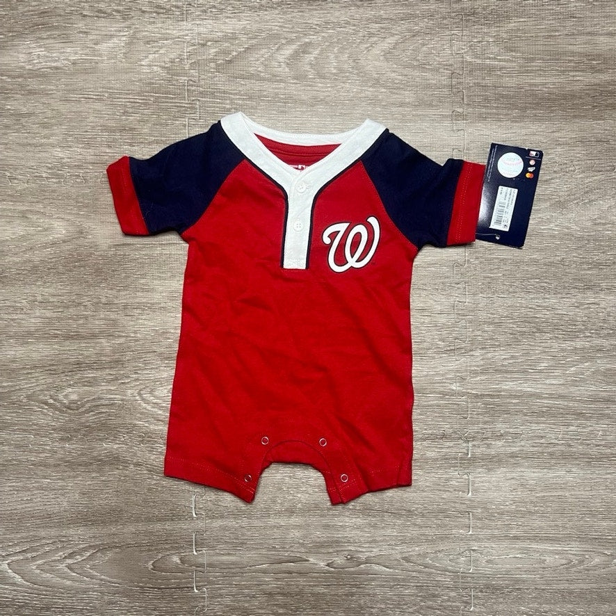 NWT Washington Nationals Baby 0/3 M Jumper Jersey Red Sports Theme Durable