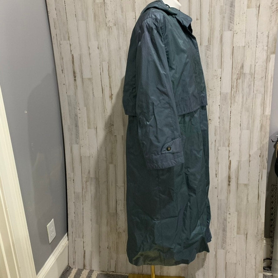 Fleet Street Womens Hooded Trench Raincoat Green Size 14