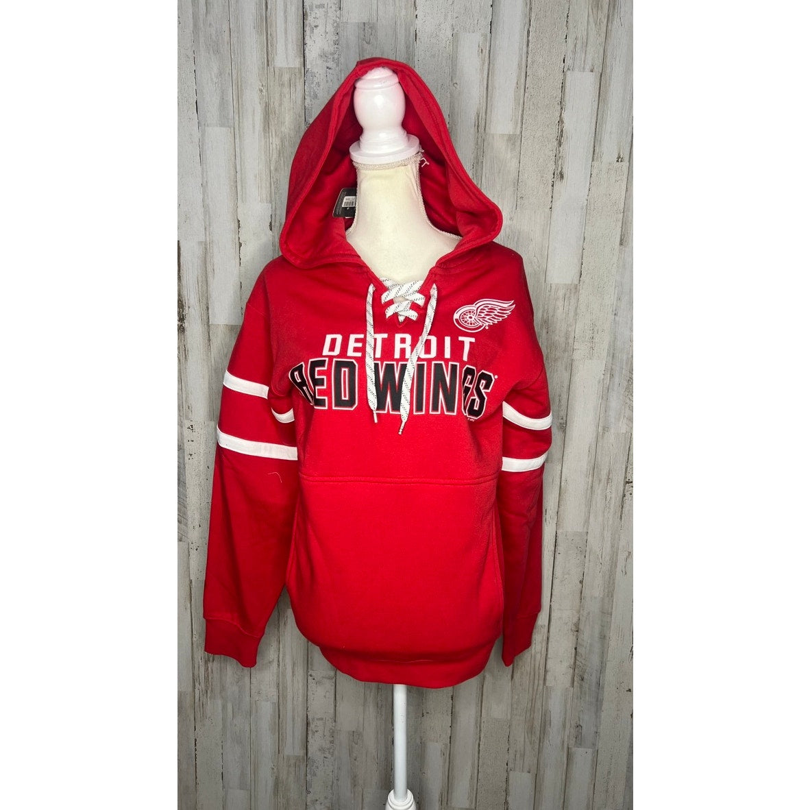 NWT Detroit Red Wings Women's Size Small Lace-Up Hoodie Red NHL Hockey Fan Gear