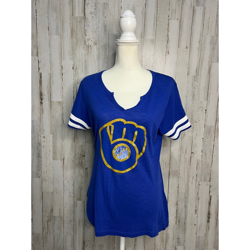 Milwaukee Brewers Women's Large Blue Short Sleeve MLB T-Shirt