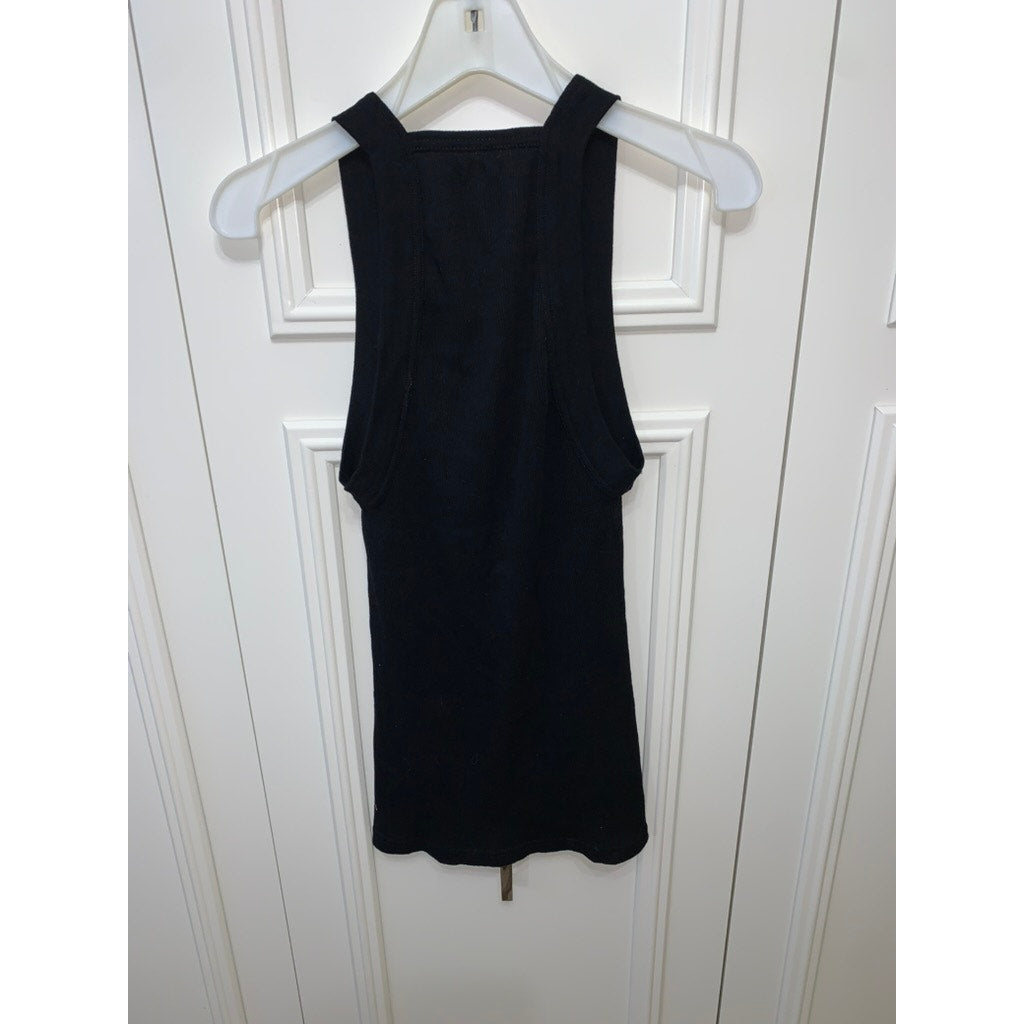 True Religion Women's Black Tank Top Size Large Square Neck Sleeveless