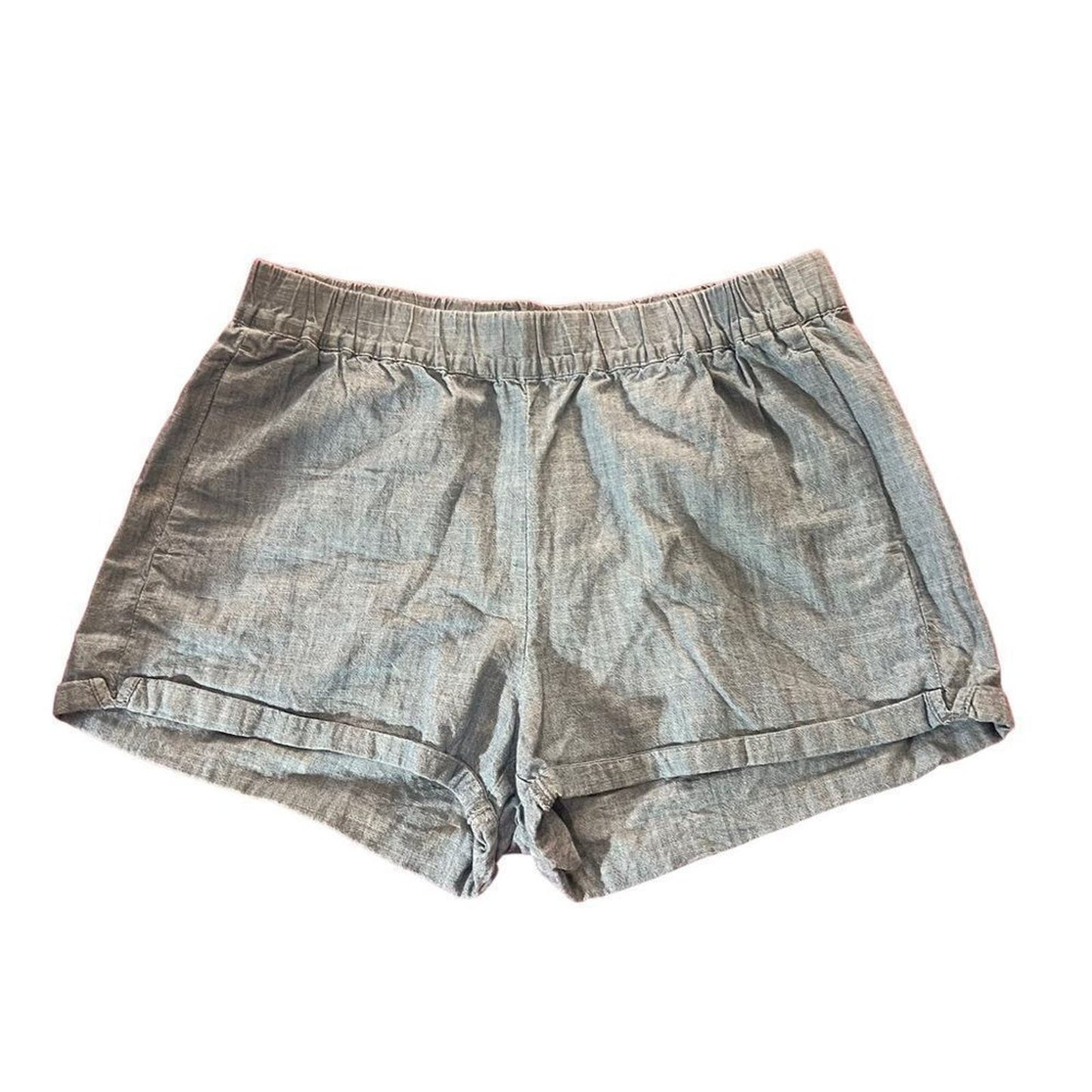 Madewell High Rise Chambray Pull On Shorts Blue Size Small