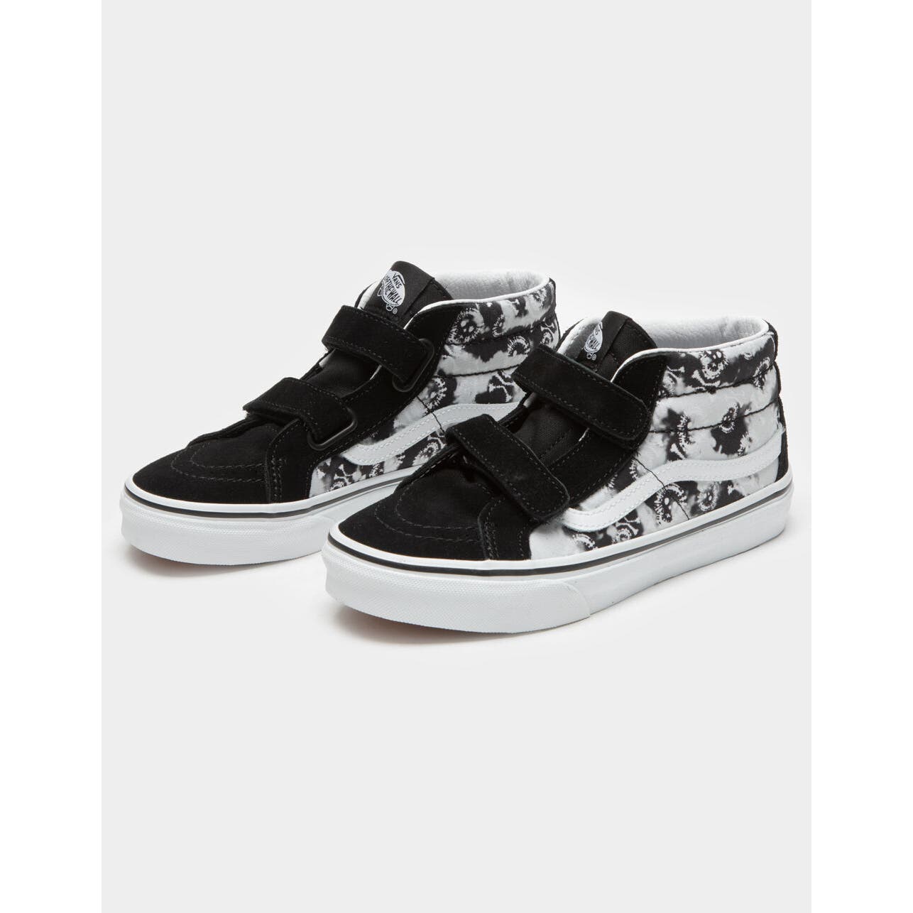 Vans Youth SK8- Mid Reissue Velcro Tie Dye Skull/Black Shoes Size 1.0