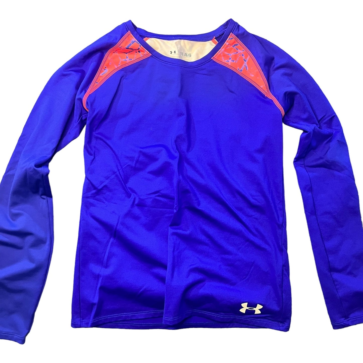 Under Armour  Coldgear Youth XL Blue/Pink Long Sleeve Activewear Shirt