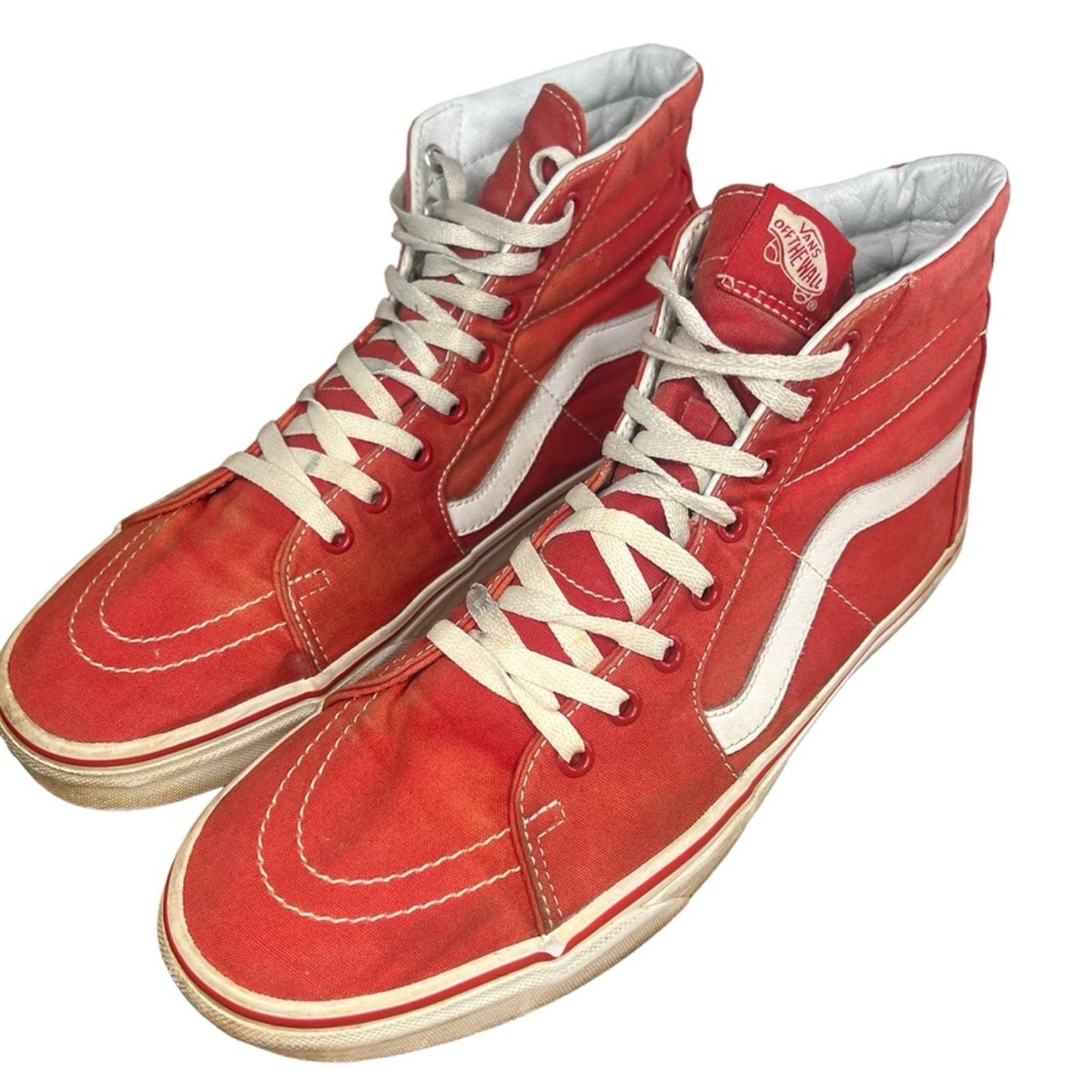 Vans Sk8-Hi Red Canvas Suede High Top Skateboard Sneakers Men's Size 12