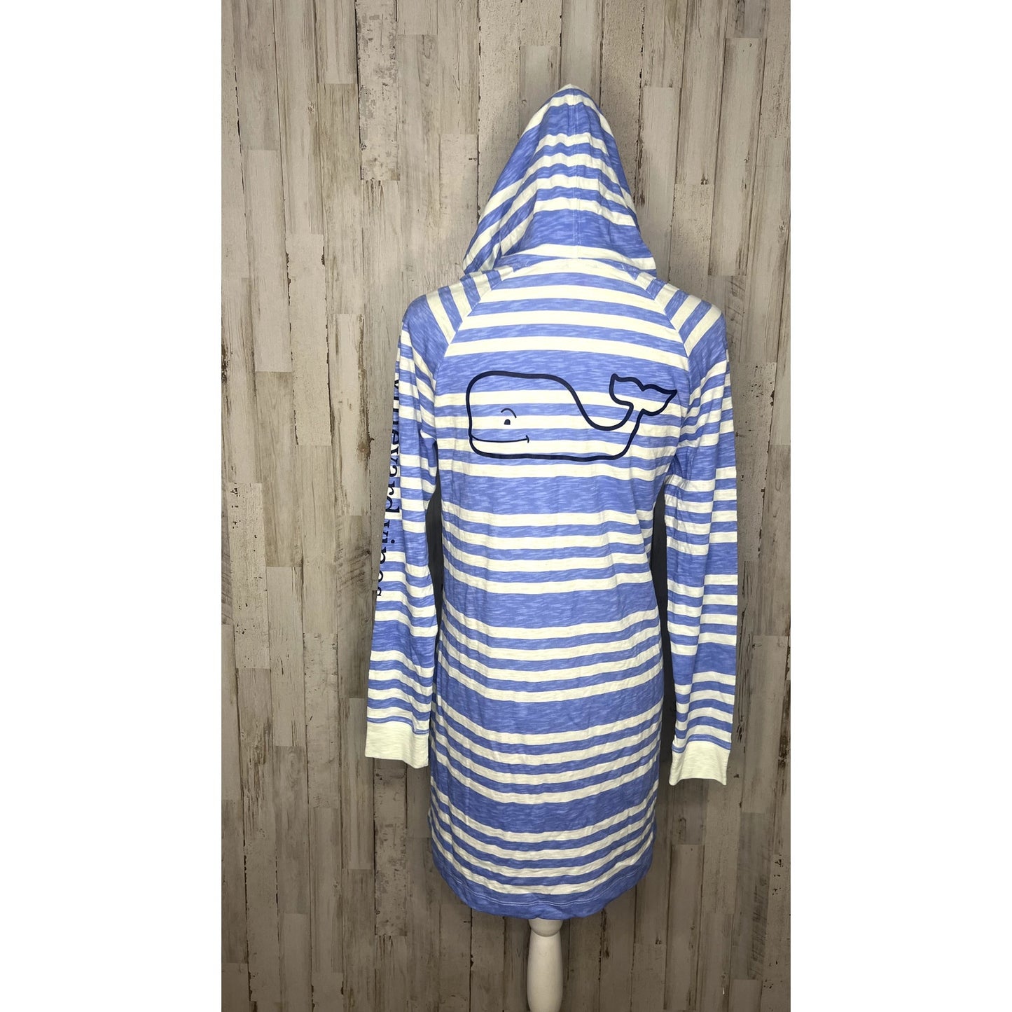 Vineyard Vines Women's XXS Blue Striped Hooded Cover-Up Shirt Dress