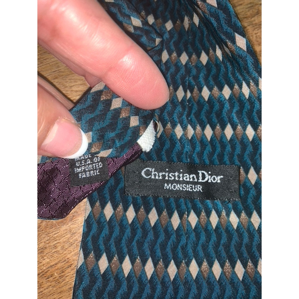 Christian Dior Monsieur Men's Geometric Silk Tie Multicolor Classic Length