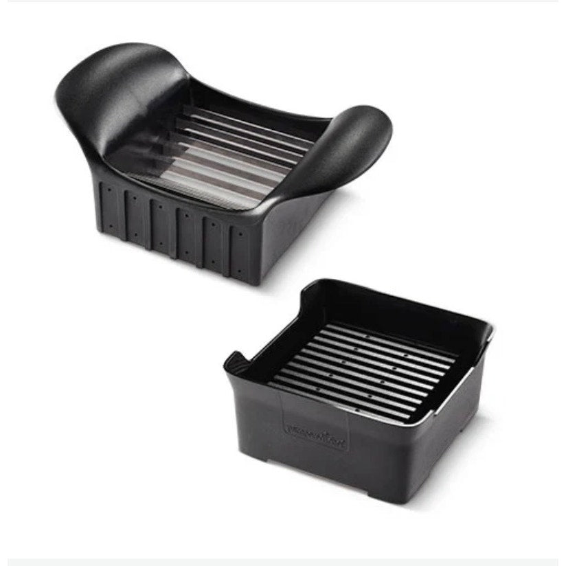 Pampered Chef Quick Slice Food Slicer Cutter w/ Catch Tray Black 2pc