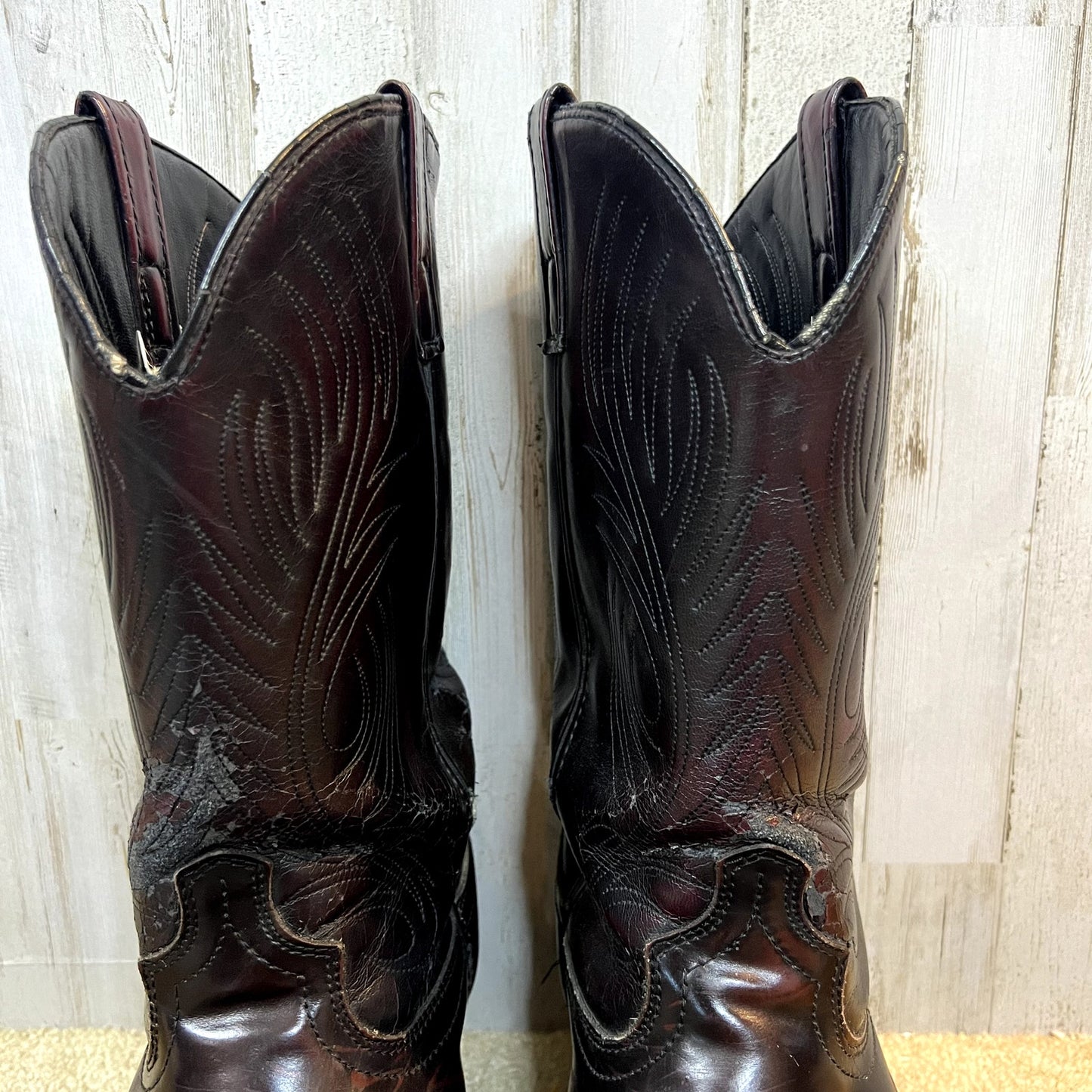 Potenza Men's Leather Western Cowboy Boots Cherry Size 13 EW Mid-Calf Round Toe